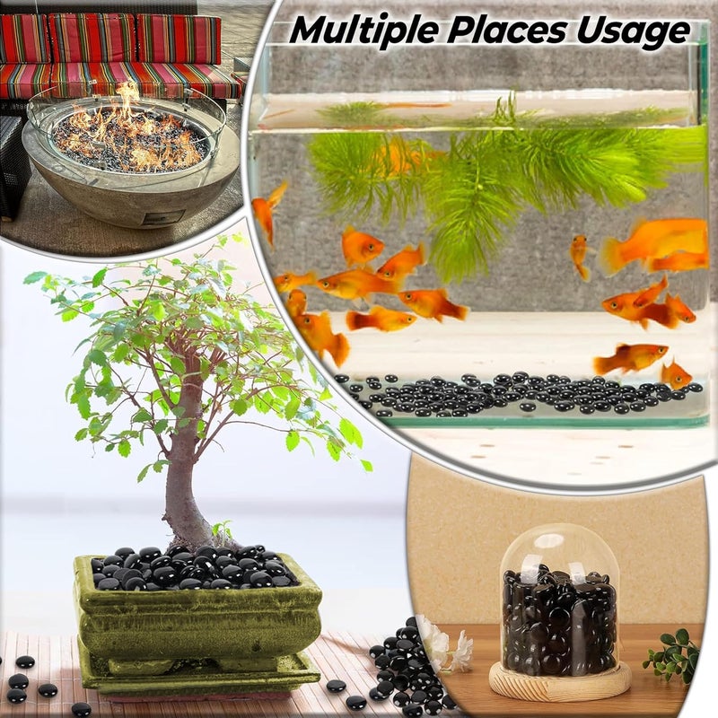 ARSUK Flat Marbles Black Vase Filler Glass Pebbles – Decorative Glass Beads for Vases, Gems, Rocks, Stones, Crafts, Table Scatter, Wedding Centerpieces, Mancala Stones 1 LB (100 Pcs, 0.7–0.8 Inch) - Image 5